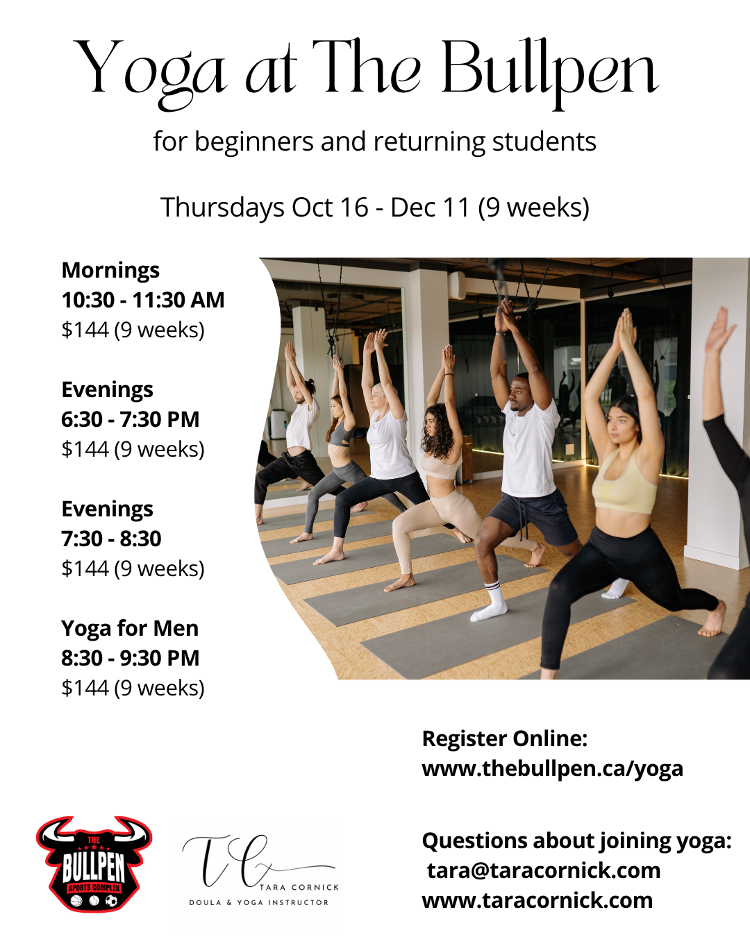 Beginners Yoga Schedule Oct-Dec 2025